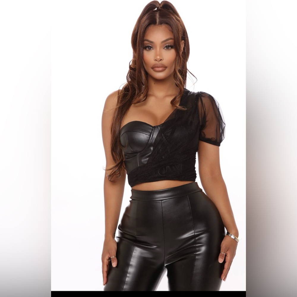 One Shoulder Black Corset